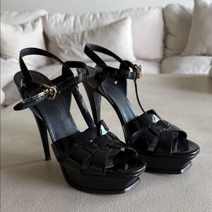 Saint Laurent Tribute Patent Platform Sandals